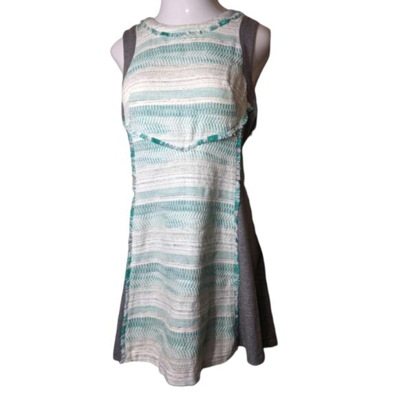 RACHEL ROY LA Story Tide Pool Teal Gray Textured Fringe Sleeveless Dress 14 NEW - Picture 8 of 15